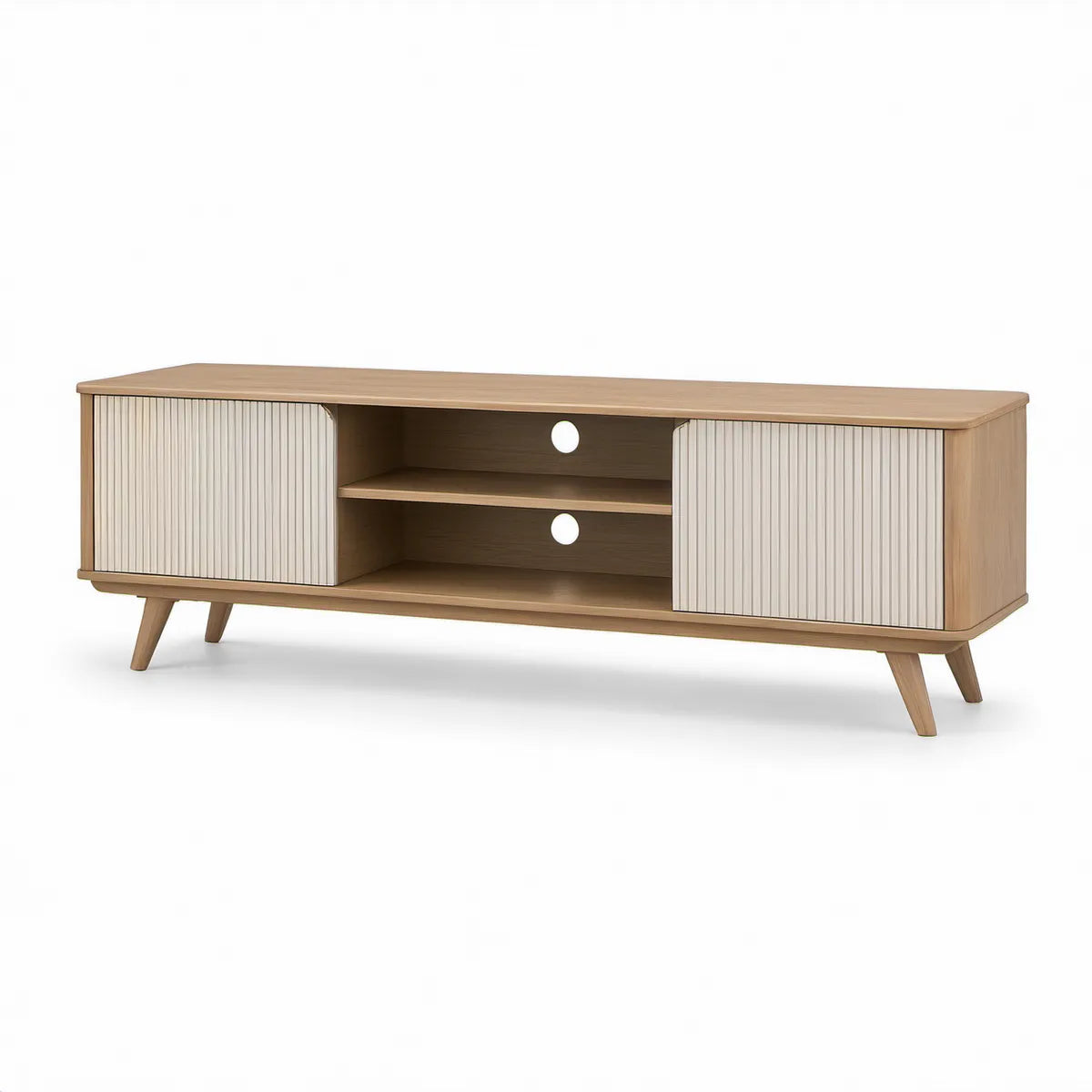 TV stolek z MDF ve světle dubovém a krémovém provedení, 180 × 40 × 55 cm